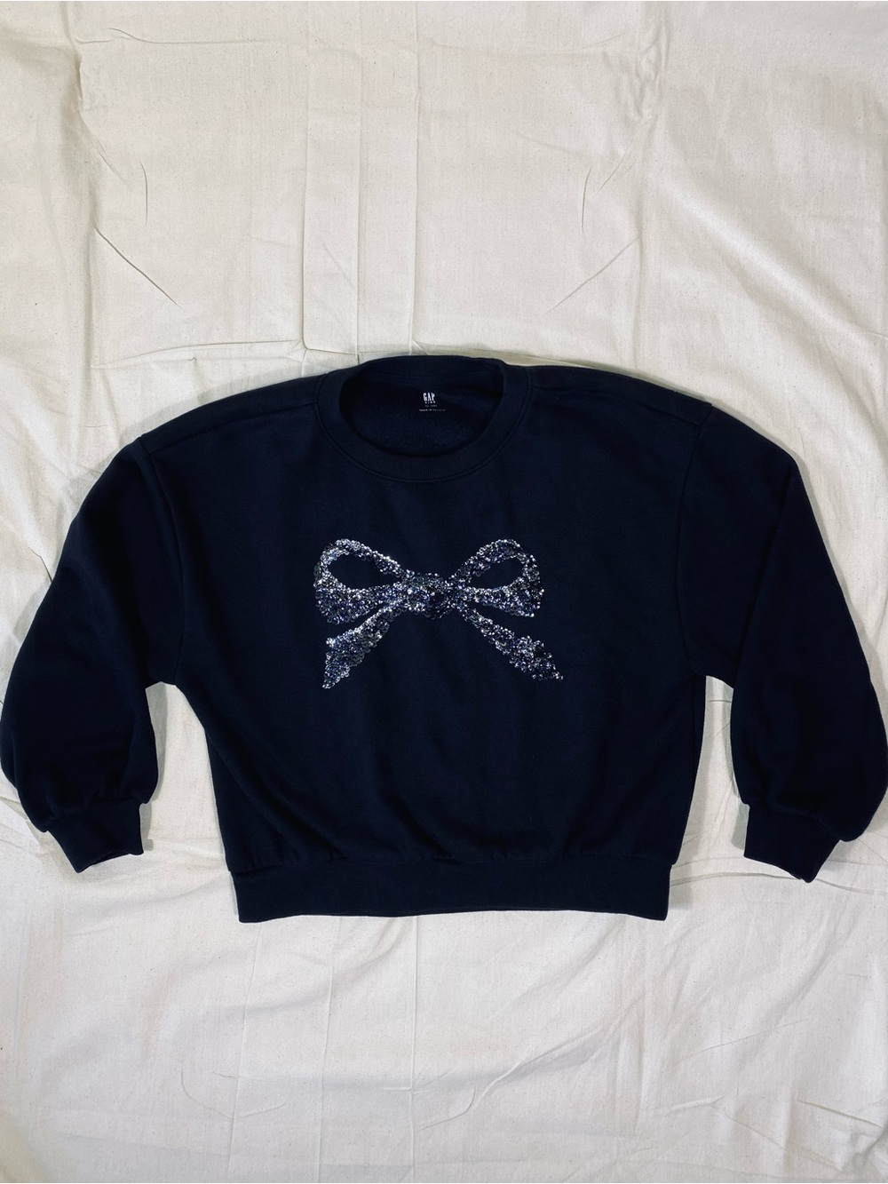 Girls Gap Black Sweatshirt with Sequin Bow